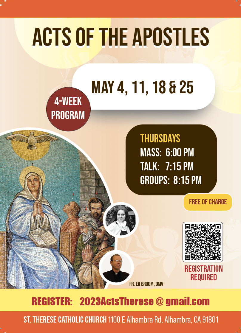 ACTS OF THE APOSTLES | 4- Week CourseSt Therese Catholic Church, Alhambra